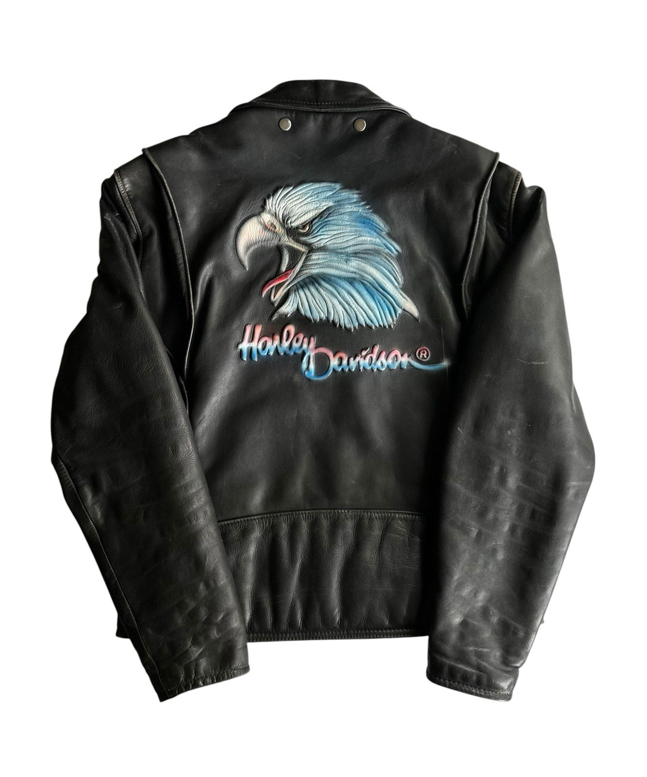 Vintage Harley-Davidson Black Eagle Leather Tassel Jacket Men’s Size 44 (Custom)