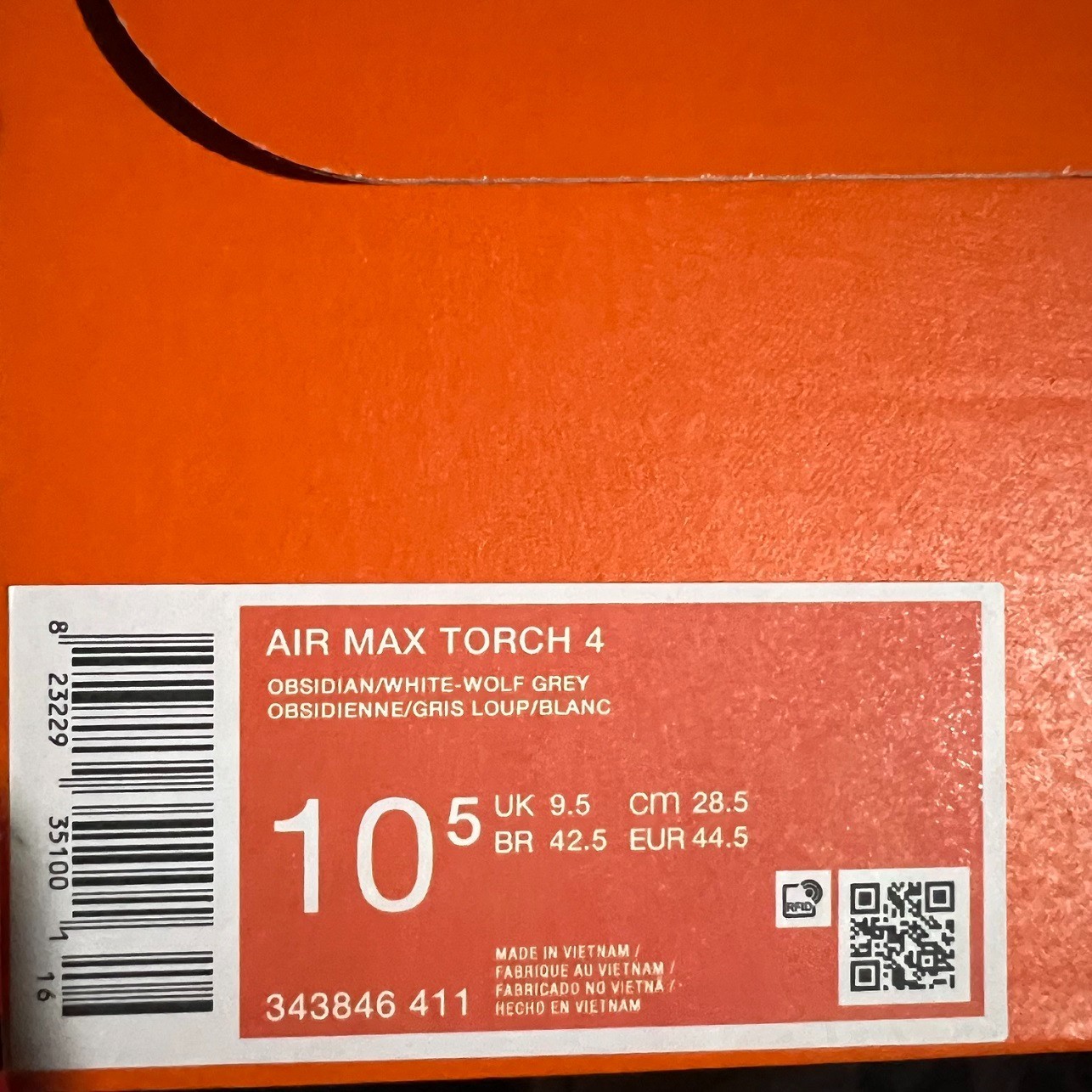 Nike Air Max Torch 4 Obsidian White Wolf Grey SZ 9-13 Men’s 343846-411