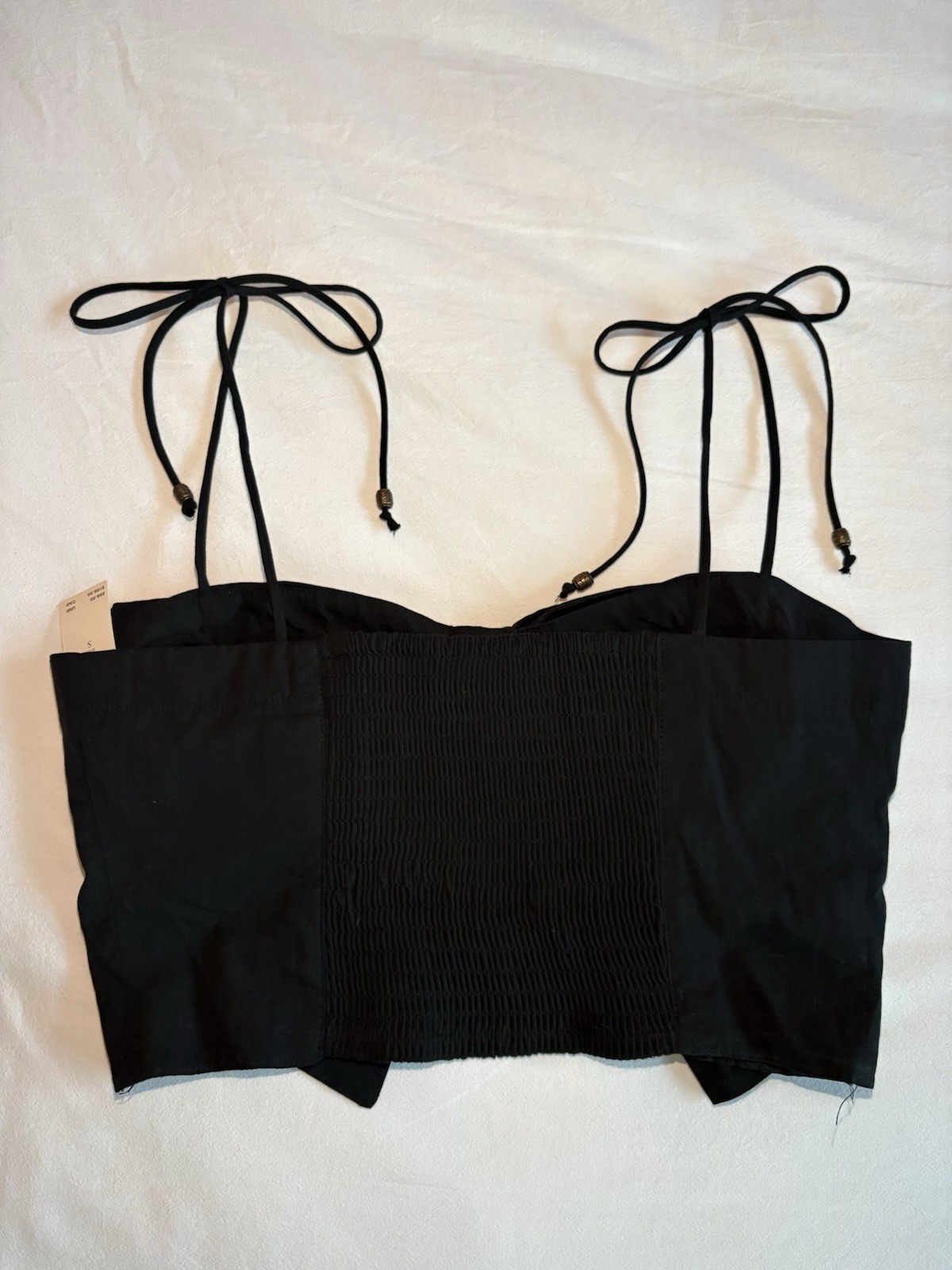 Maeve by Anthropologie Black Spaghetti Tie-Strap Bow Crop Top S Stretch