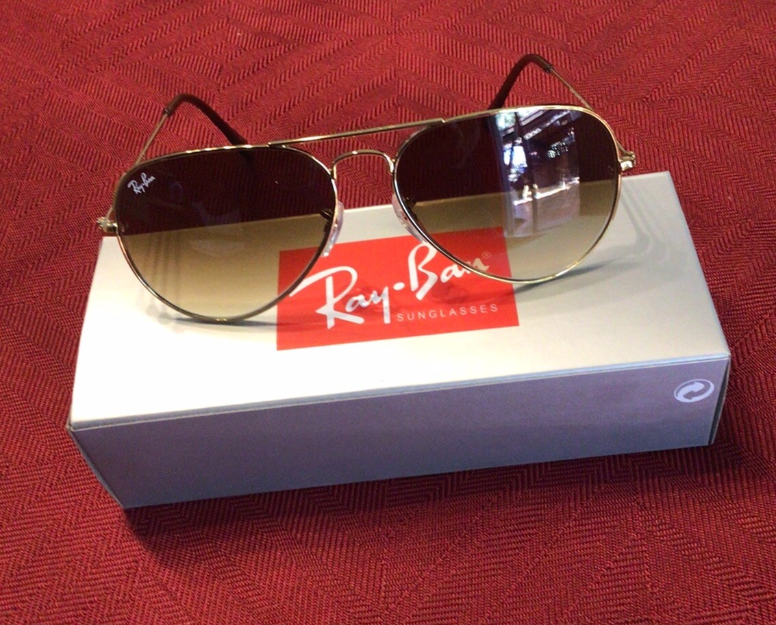 Ray Ban Aviator RB3025 Sunglasses,Light Brown,Gradient Lenses,Unisex.