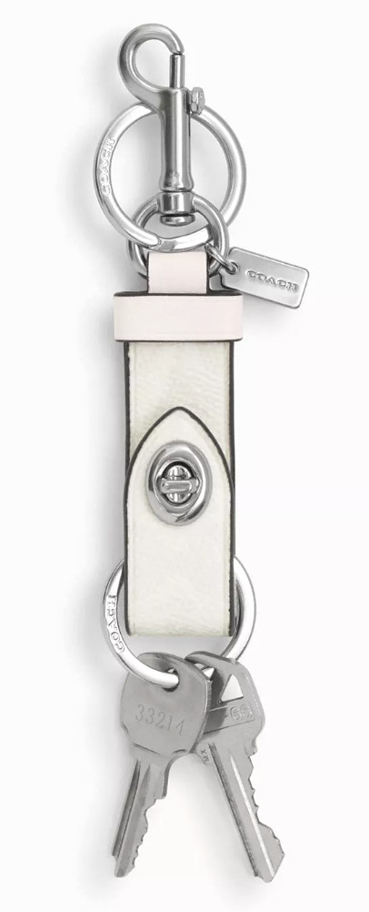 💙Coach Trigger Snap Bag Charm – CY235 White Chalk Signature Canvas/Leather -NWT
