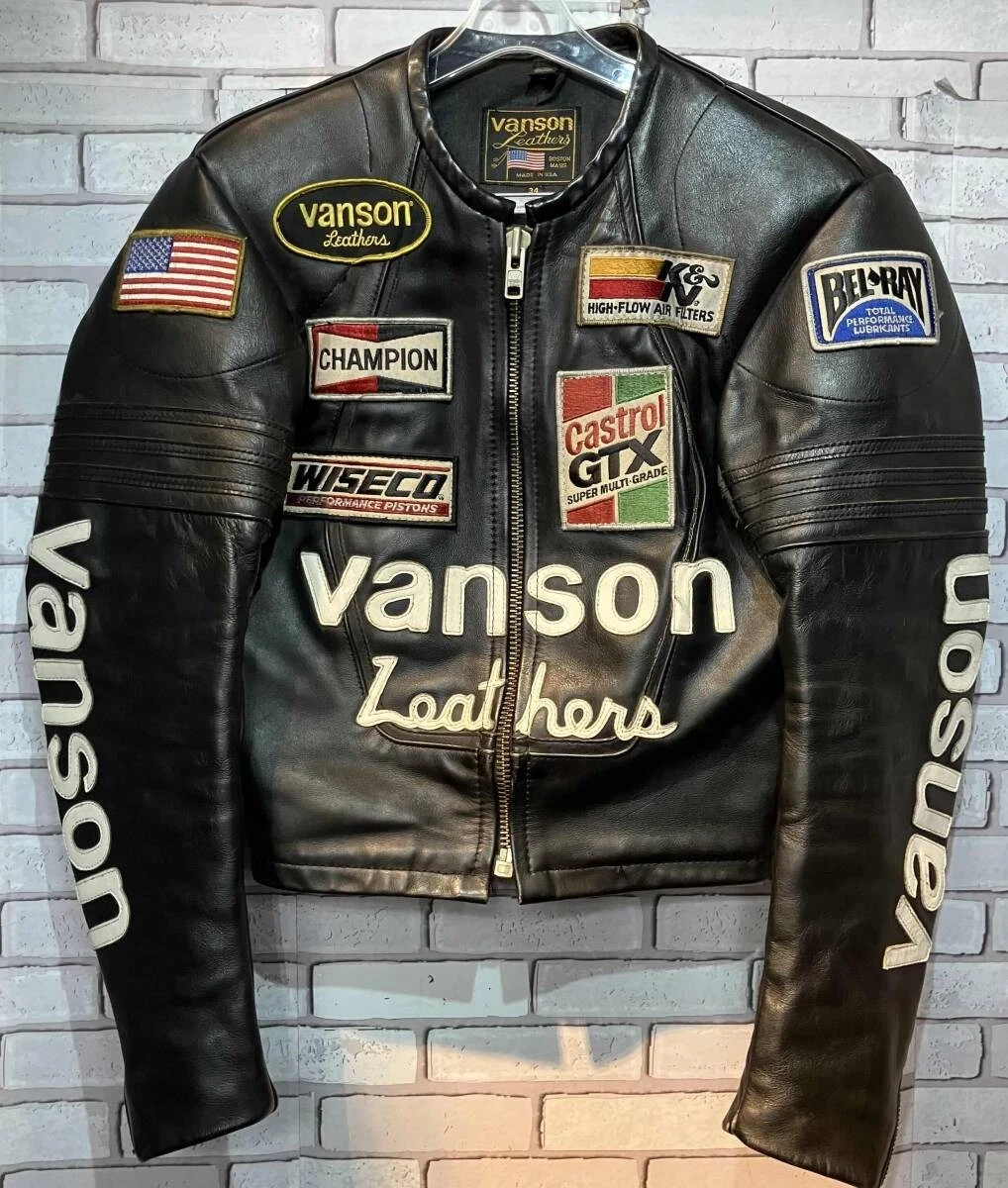 Vanson One Star unique Leather Motorcycle Race Jacket Black