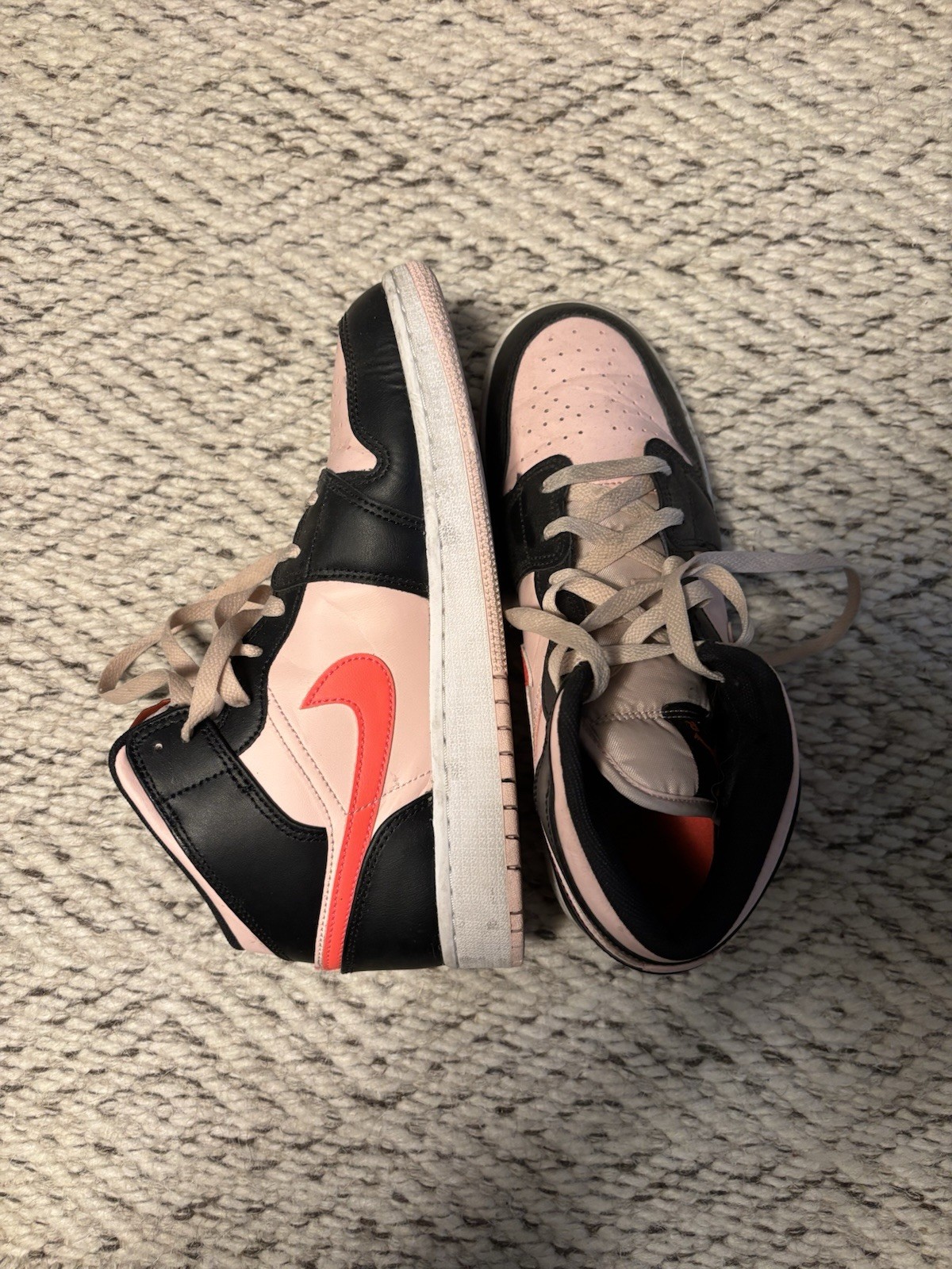 Nike Air Jordan 1 Low GS Pink Black Red White Leather Low Top Sneaker 7Y