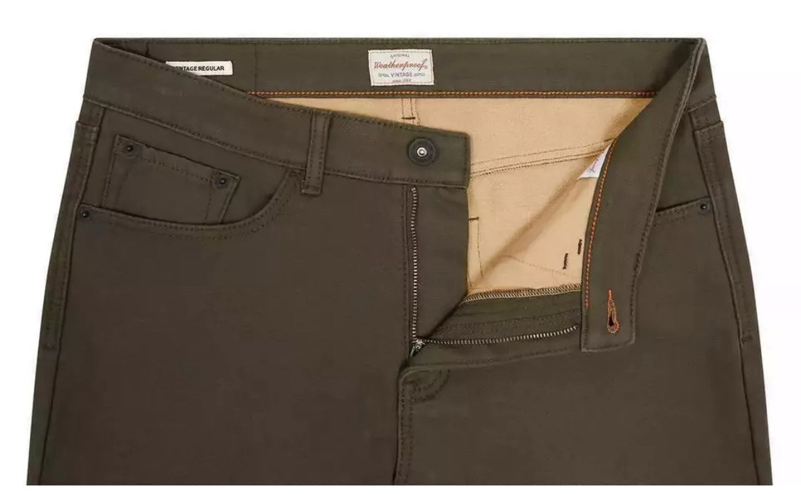 Weatherproof Vintage Men’s Fleece Lined Pant Bonded Stretch Canvas 38×29 Green