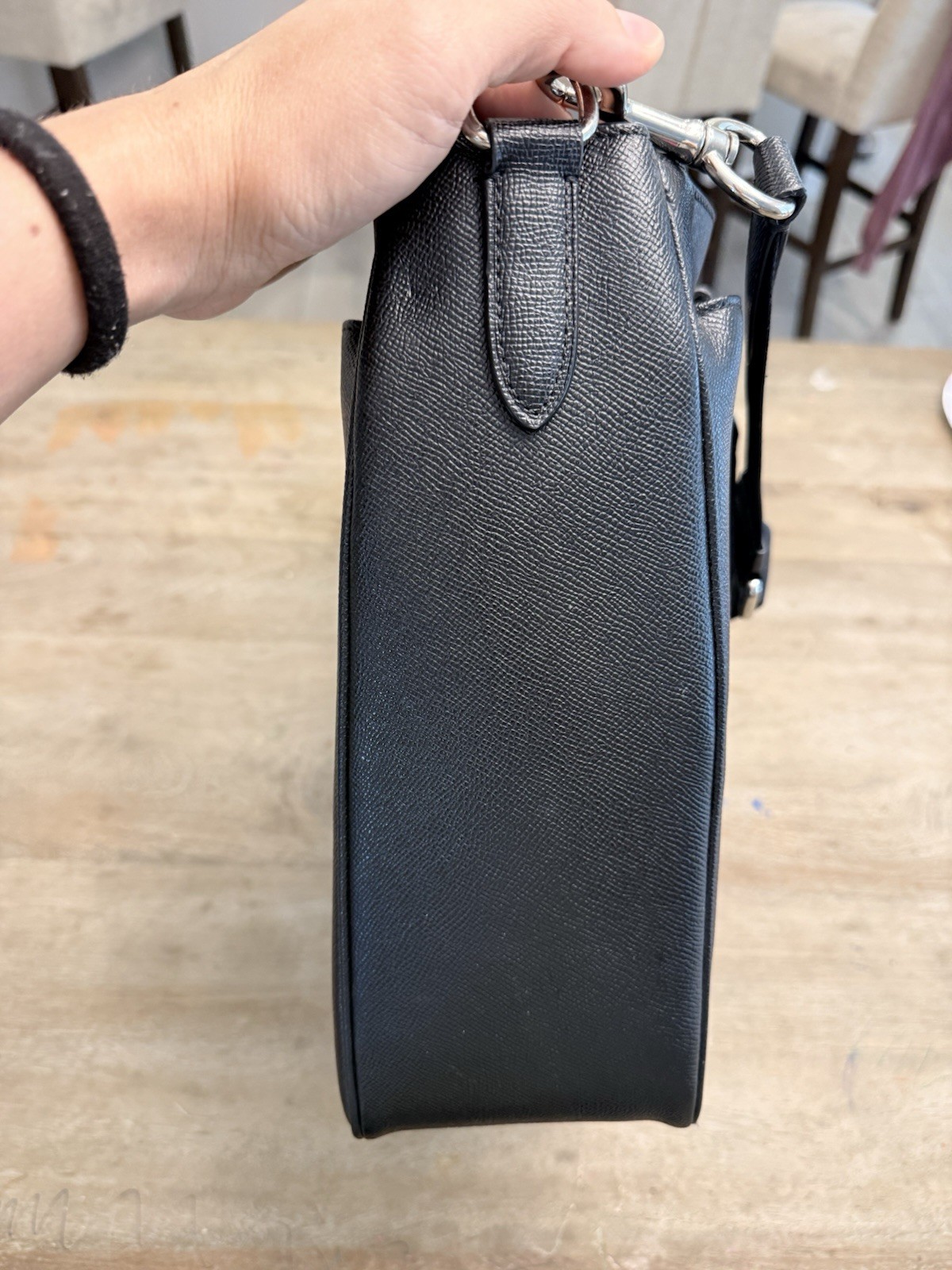 Coach Perry Metropolitan Tote in Black Crossgrain Leather