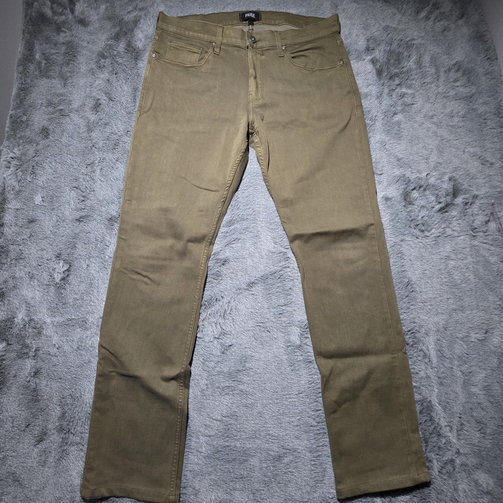 Paige Federal Slim Straight Pants Mens 33 Vintage Artichoke Olive Green Stretch