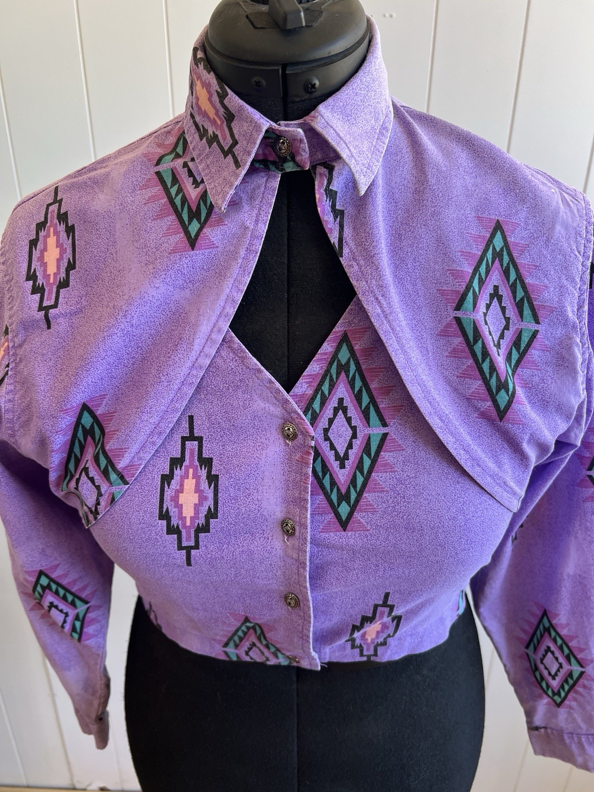 Vintage 90s Wrangler Authentic Western Apparel Aztec Purple Size M Western Wear