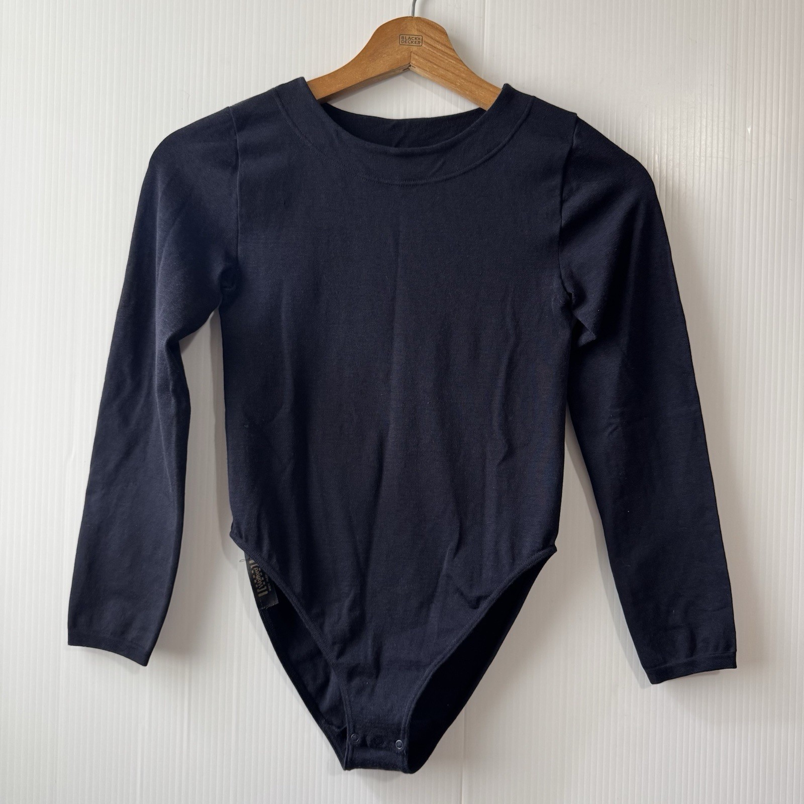 Wolford Opaque Naturel Bodysuit Womens XS Long Sleeve Snap Made in Italy Black