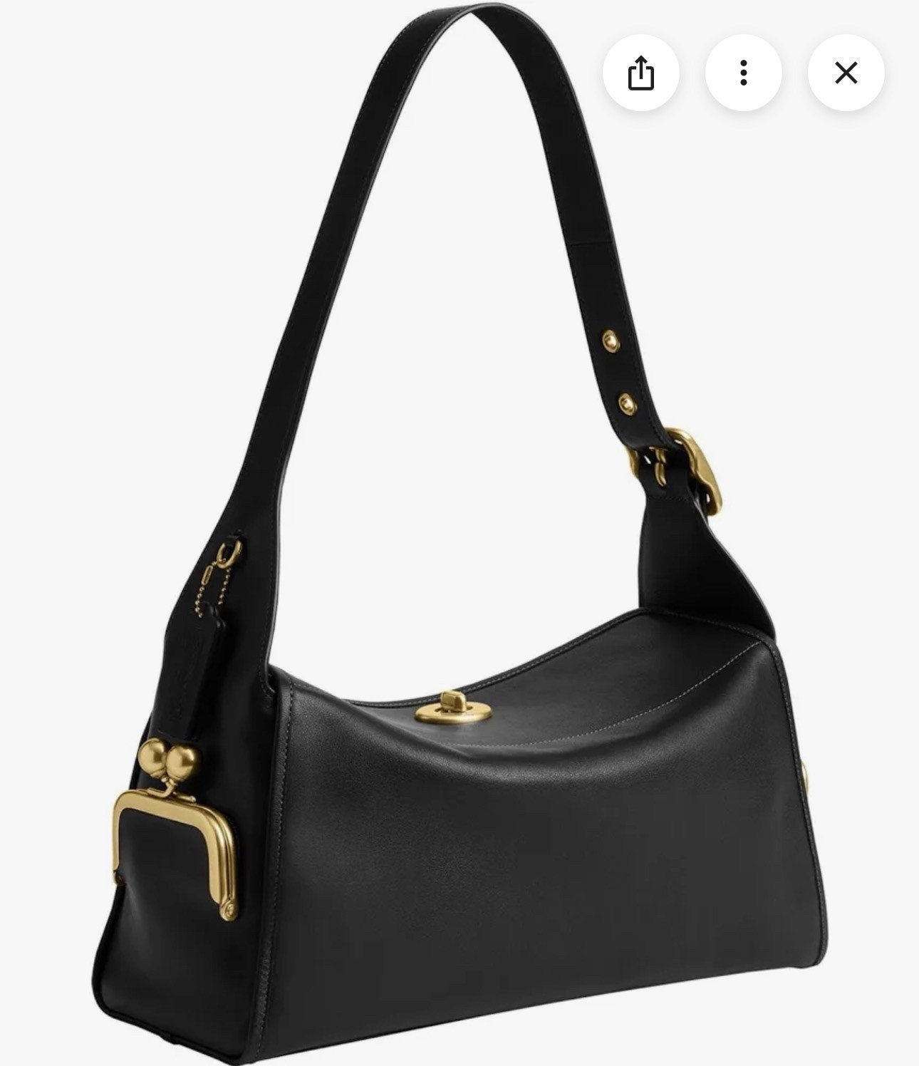 Sold out Coach Haversack Black Shoulder Bag with Turn lock Buckle Accent