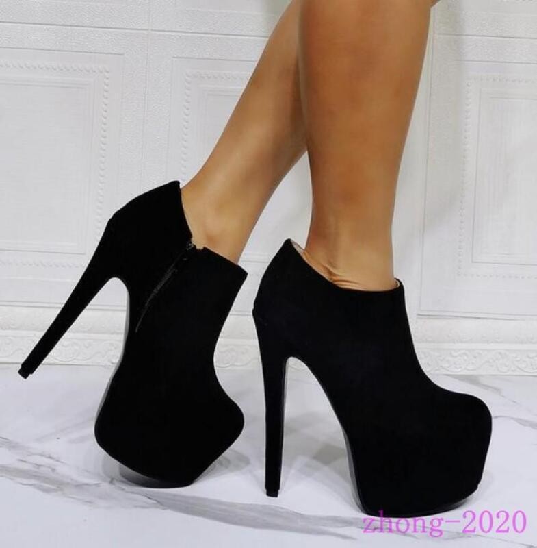 Women’s Platform High Heels Side Zip Faux Suede Shoes Nightclub Sexy Casual Prom