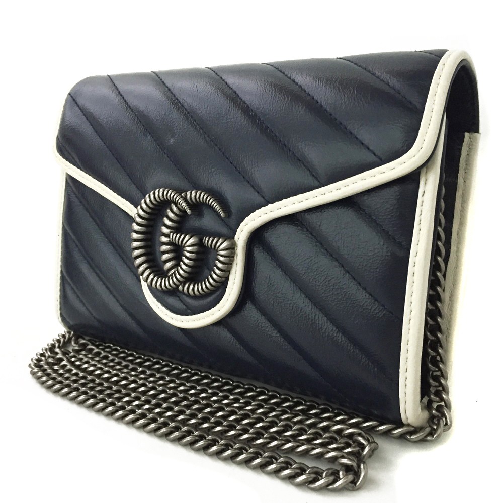 EGA GUCCI GG Marmont Quilted Leather Wallet On Chain WOC Shoulder Bag/7CC0159
