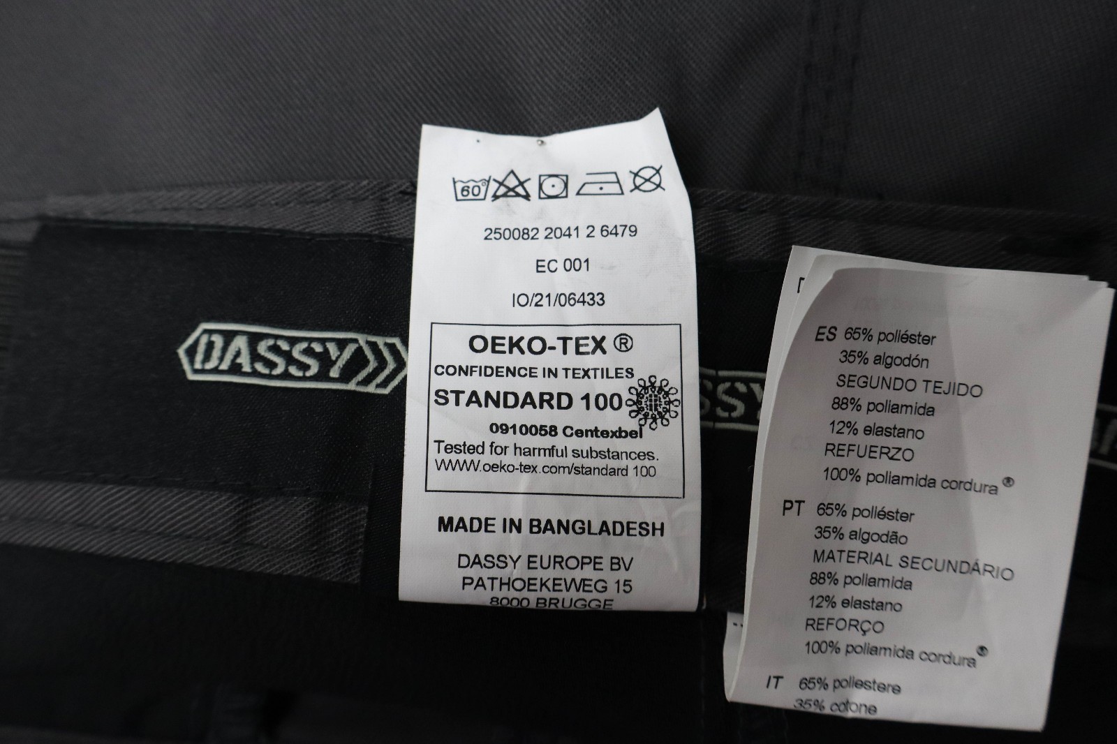 DASSY AXIS Oeko-Tex Shorts Men’s UK 30 Grey Multipocket Zip Fly Work