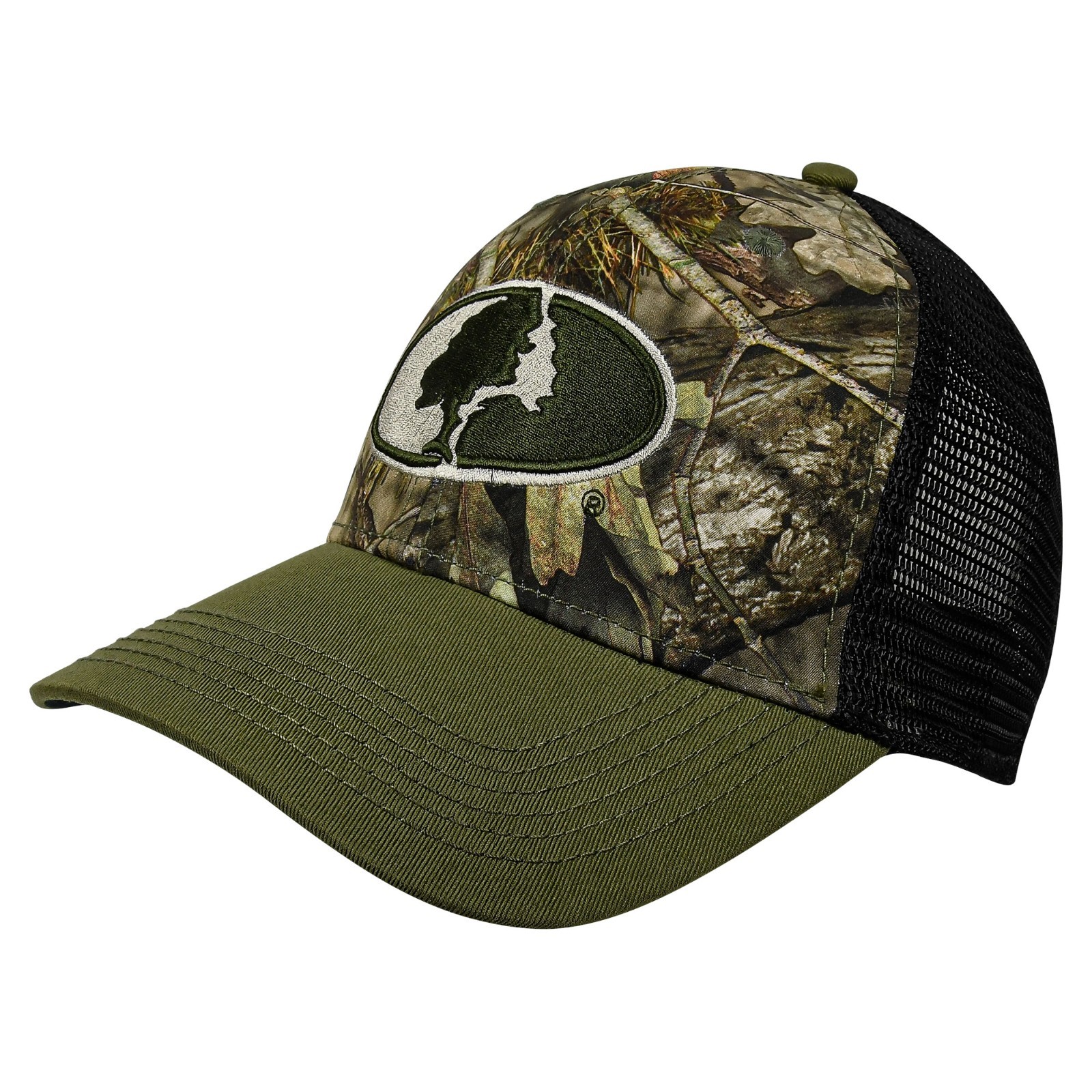Mossy Oak Stretch-Fit Meshback Cap (L/XL)- MOMC/Green/Black