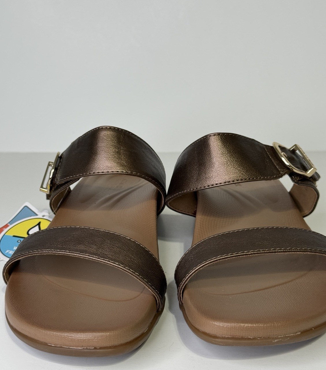 Aetrex Mimi Slide Sandals Womens Orthotic Metallic Bronze AE214W Brown Size 8.5