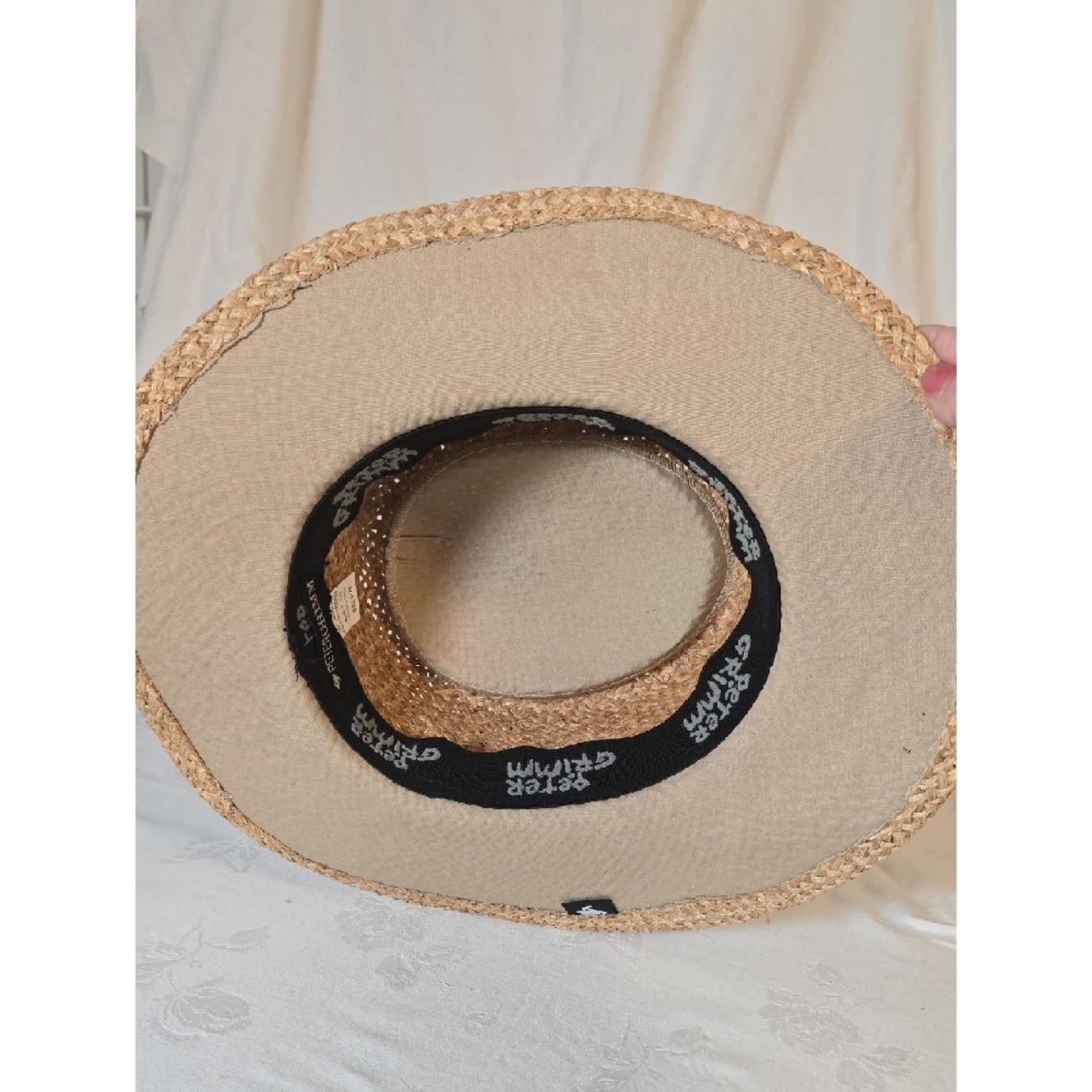 Peter Grimm Natural Brown Straw Fedora Panama Hat with Tan Band One Size