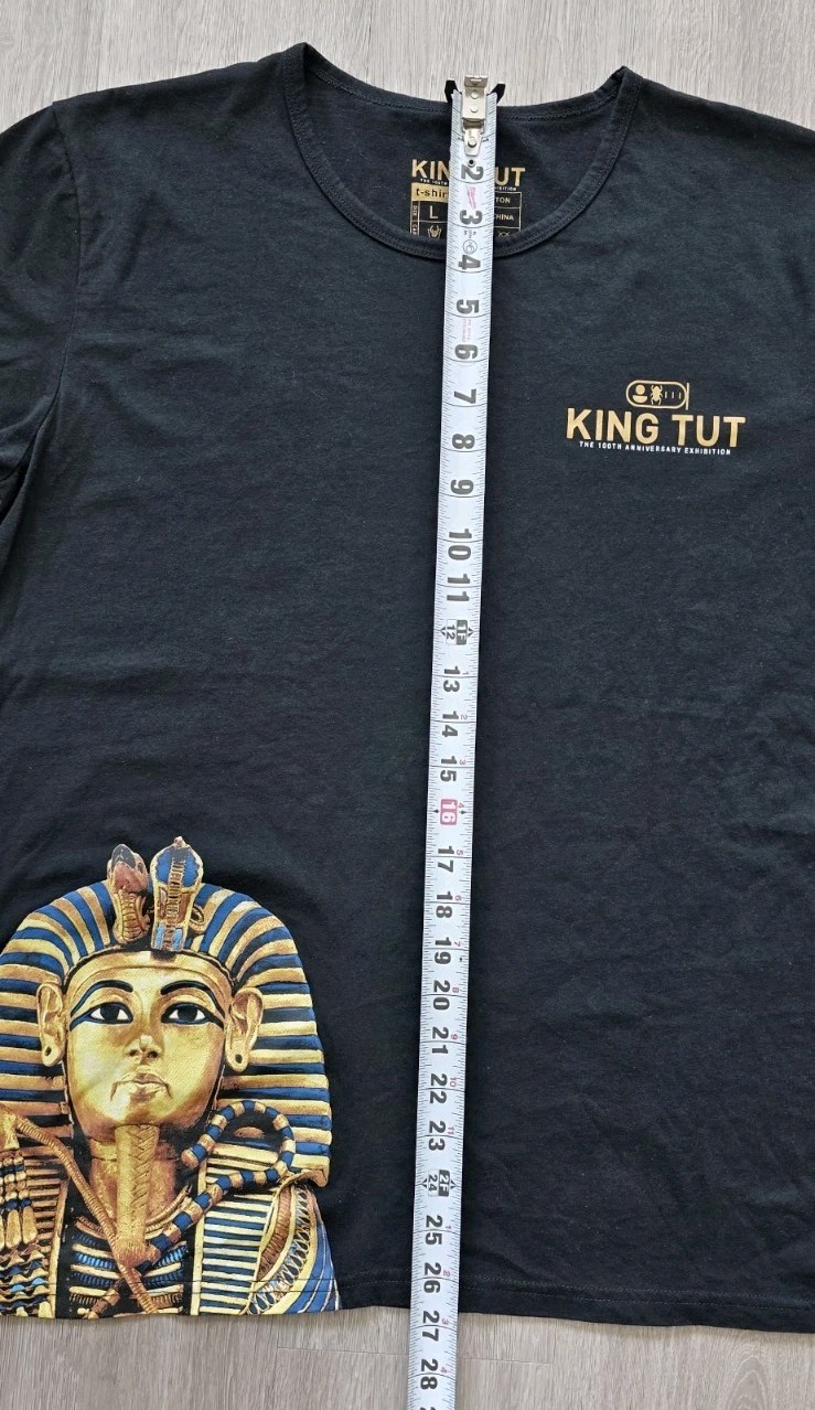 King Tut Tutankhamun Pharaoh Graphic T Shirt Black Cotton Egypt Size L