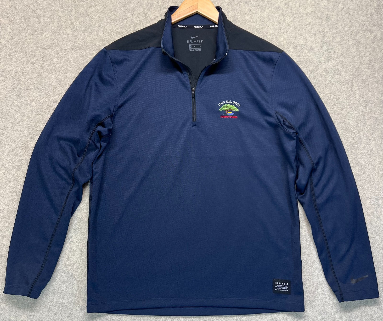 Nike Golf Dri-FIT Mens Pullover Mid Layer Blue 121st U.S. Open Torrey Pines M