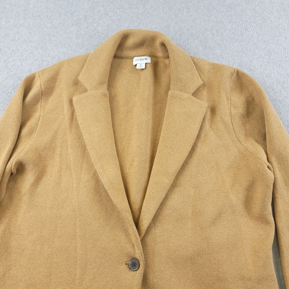 J Crew Schoolboy Blazer Womens Medium Brown Cotton Knit Sweater Jacket