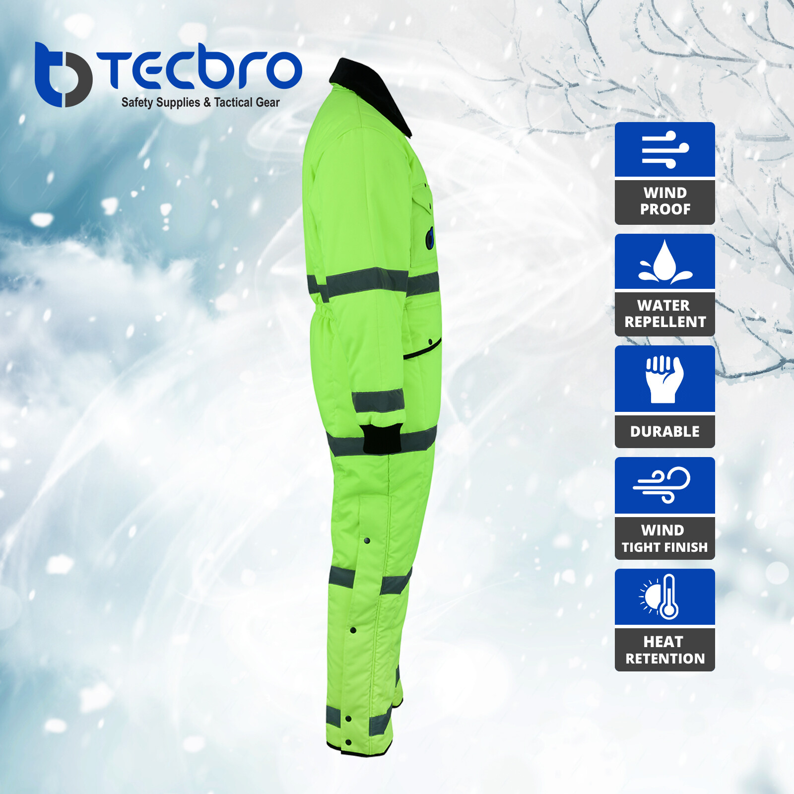Hi-Vis Tecbro Chill Bloc Insulated Coverall Extreme Cold Weather Freezer Suit