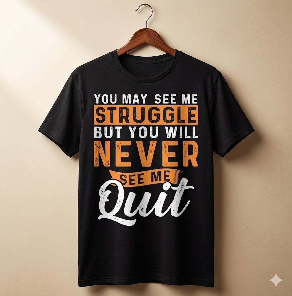 You Will Never See Me Quit – Motivational Quote Inspiration T-Shirt – H051
