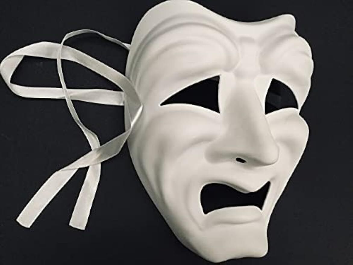Blank DIY Masquerade Comedy Tragedy Mask Unisex Adult Performance Play Halloween