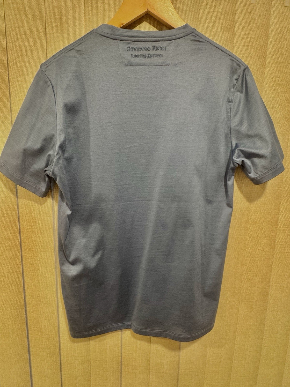 Stefano Ricci Limited Edition Light Blue Eagle Graphic Crew Neck T-Shirt Size M