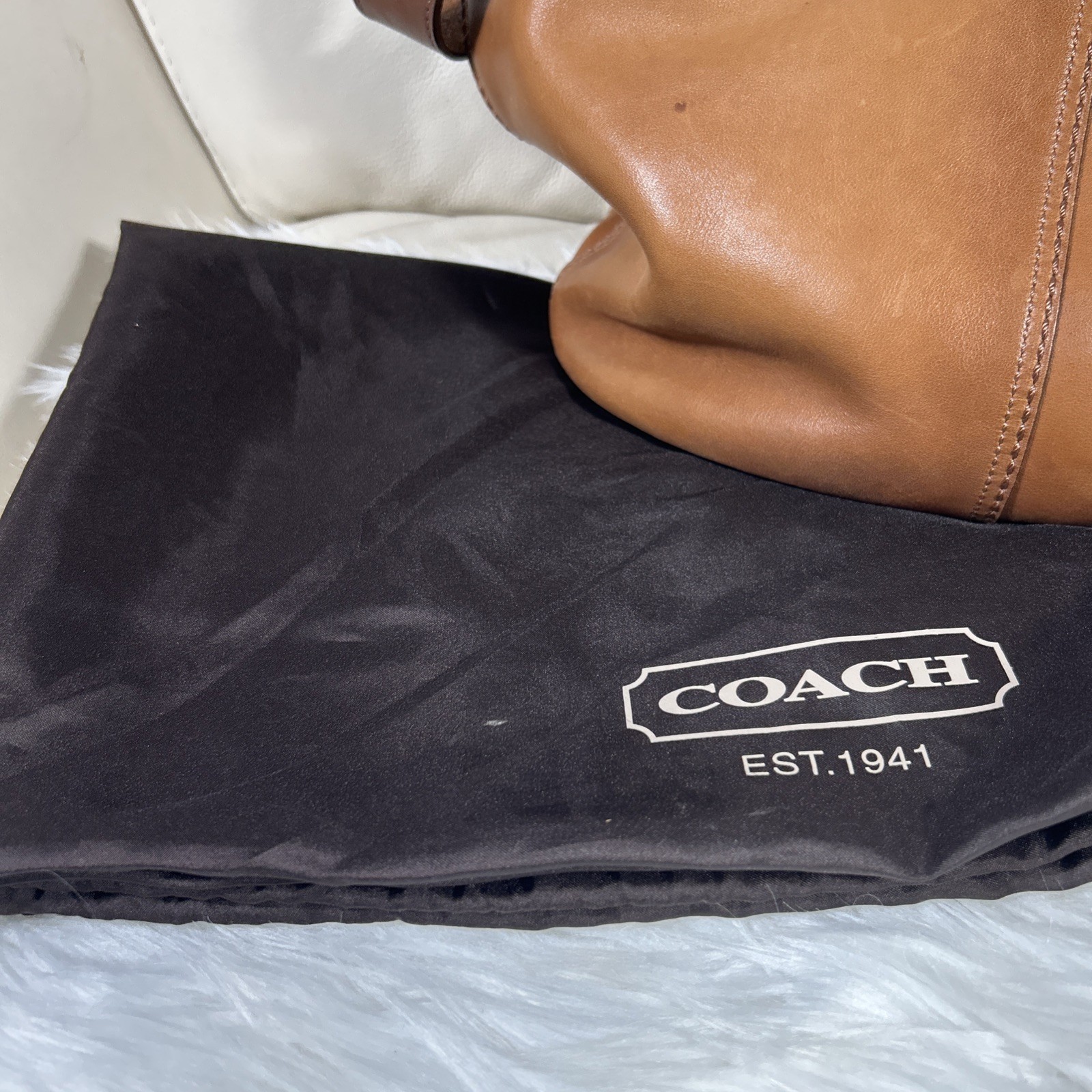 Vintage Coach Bag Bleecker 11423 Wristlet Whiskey Tattersall Duffle Dust Bag!