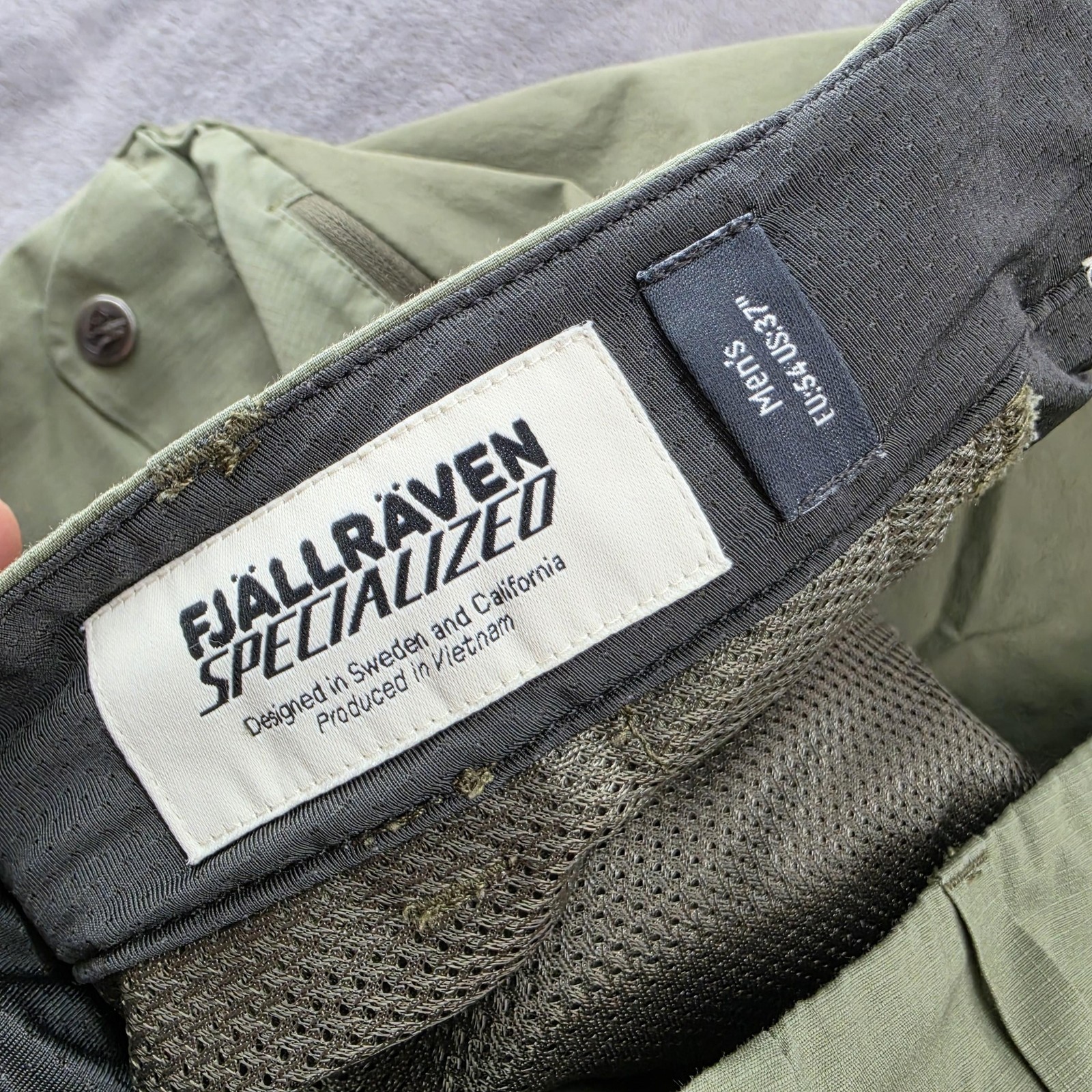Fjallraven Specialized Shorts Mens 37 Green Cargo G-1000 Outdoor Hiking
