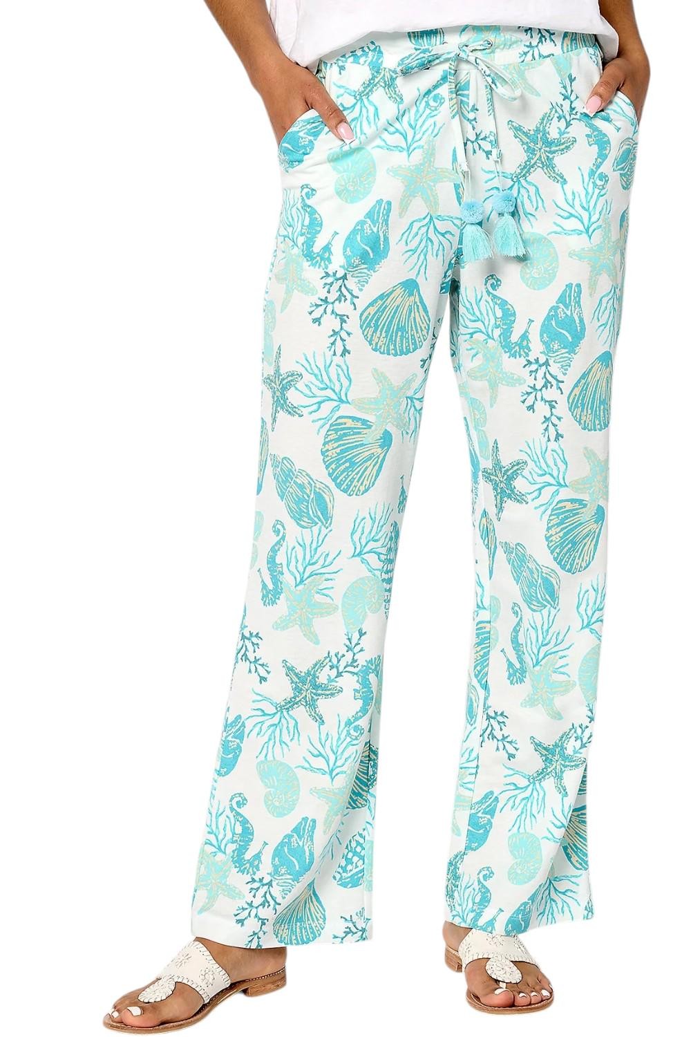 Belle Beach by Kim Gravel Cabana Knit Shell Beach Pants Island Blue