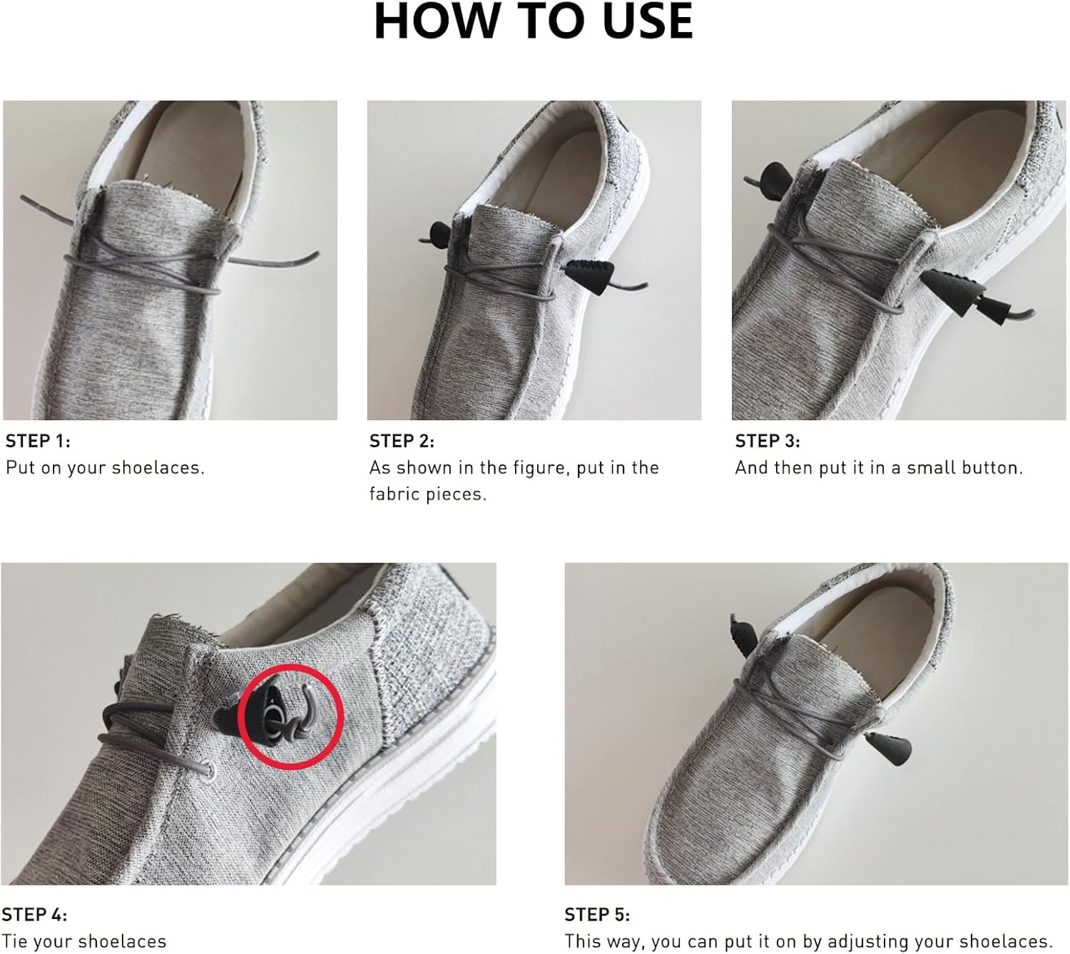 2Pairs Elastic Shoelaces for Hey Dude Shoe, No Tie Bungee Stretchy Shoe Laces