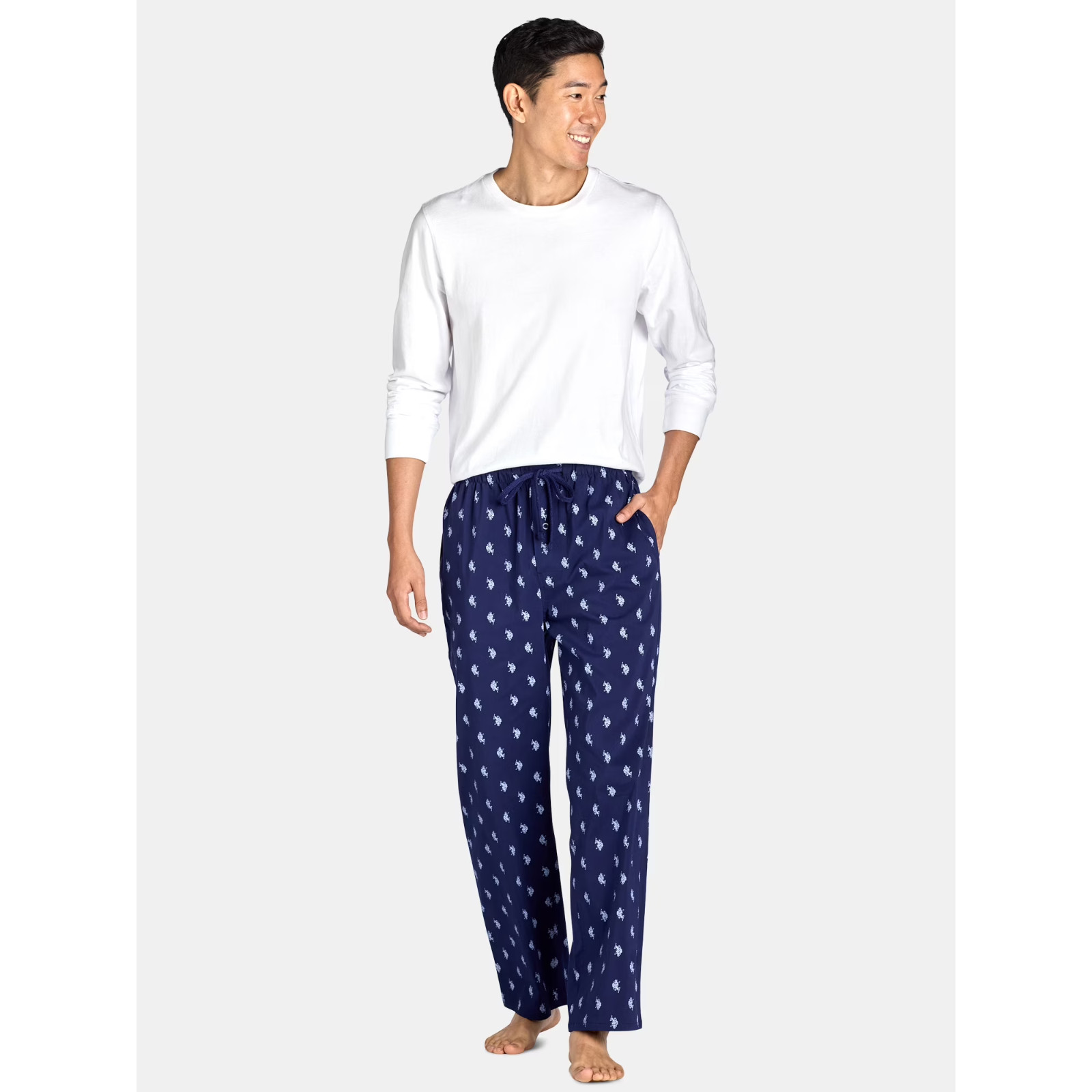 U.S. Polo Assn. SIZE M 32-34 Men Two Pockets Machine Washable Pajamas, Blue NEW