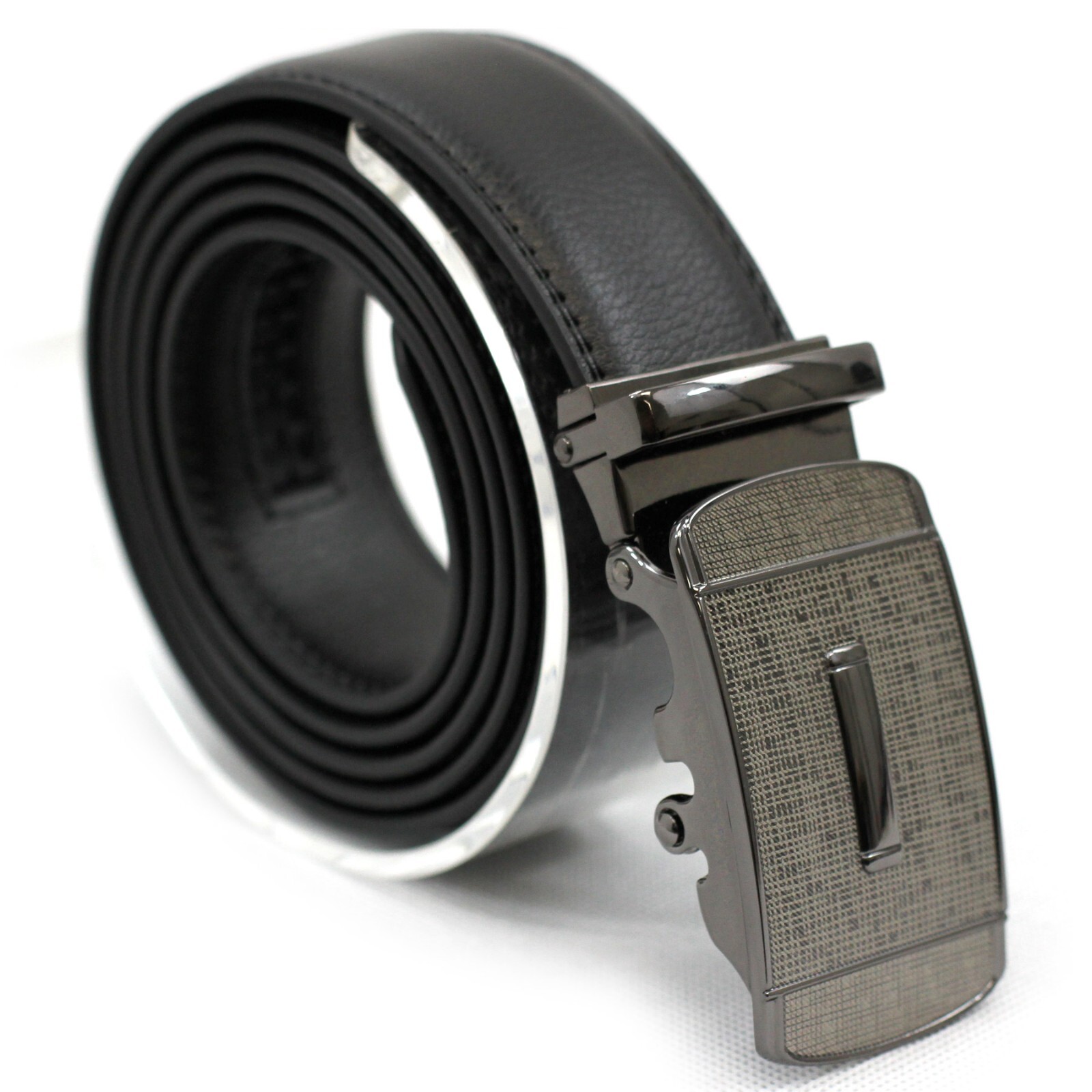 Men’s Automatic Click Lock Buckle Waist Strap Dress Comfort Black Belt Casual