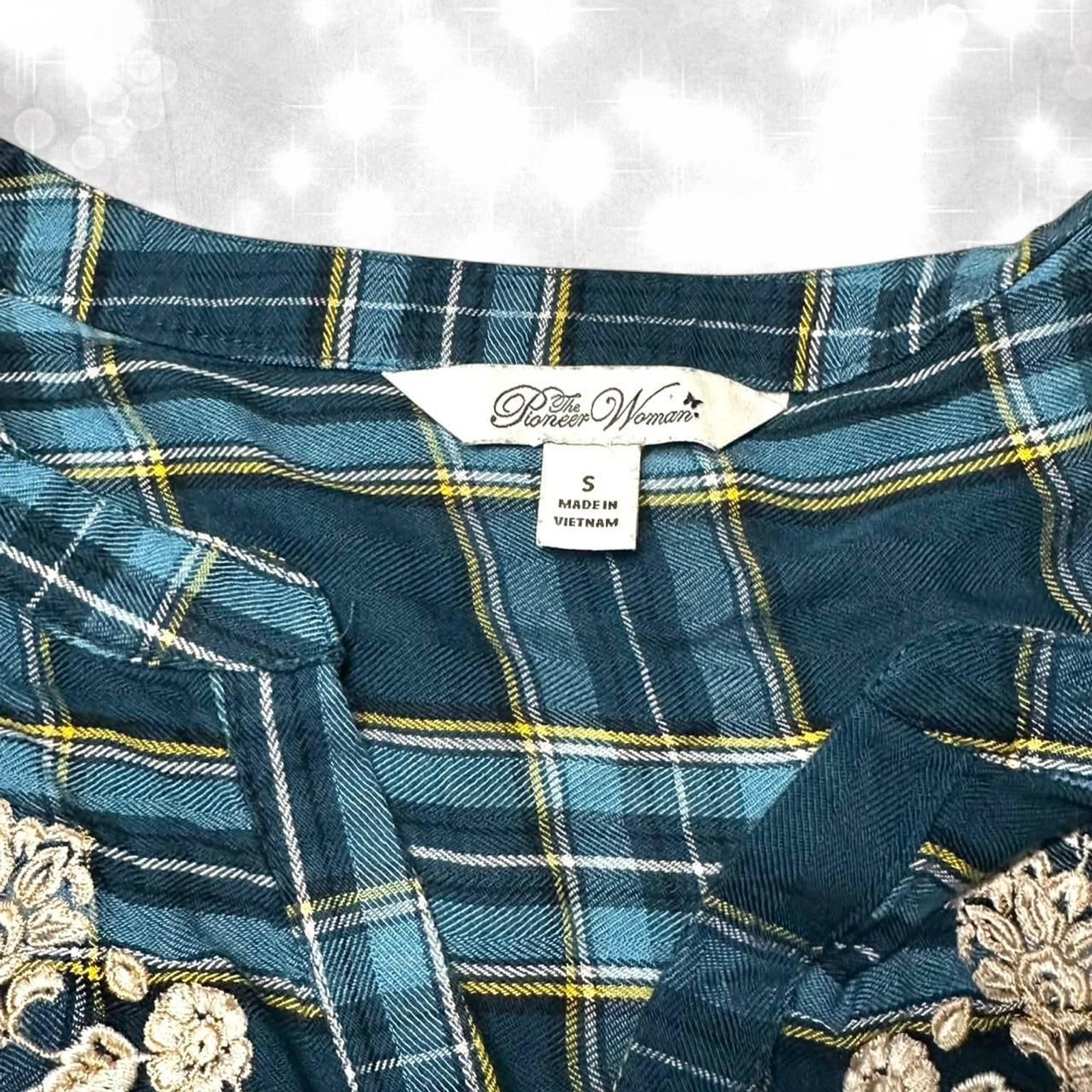 Boho aesthetic 90s girl long sleeve quarter button plaid top