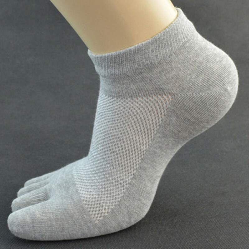 100% Cotton Low Cut Five Finger Toe Sport Breathe Solid Ankle Women Socks 5 Pack