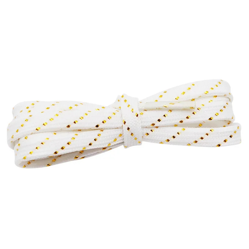 Luxury Gold Wire Flat Shoelaces 7mm Wide Rope for Sneakers Casual Shoe Laces 60/