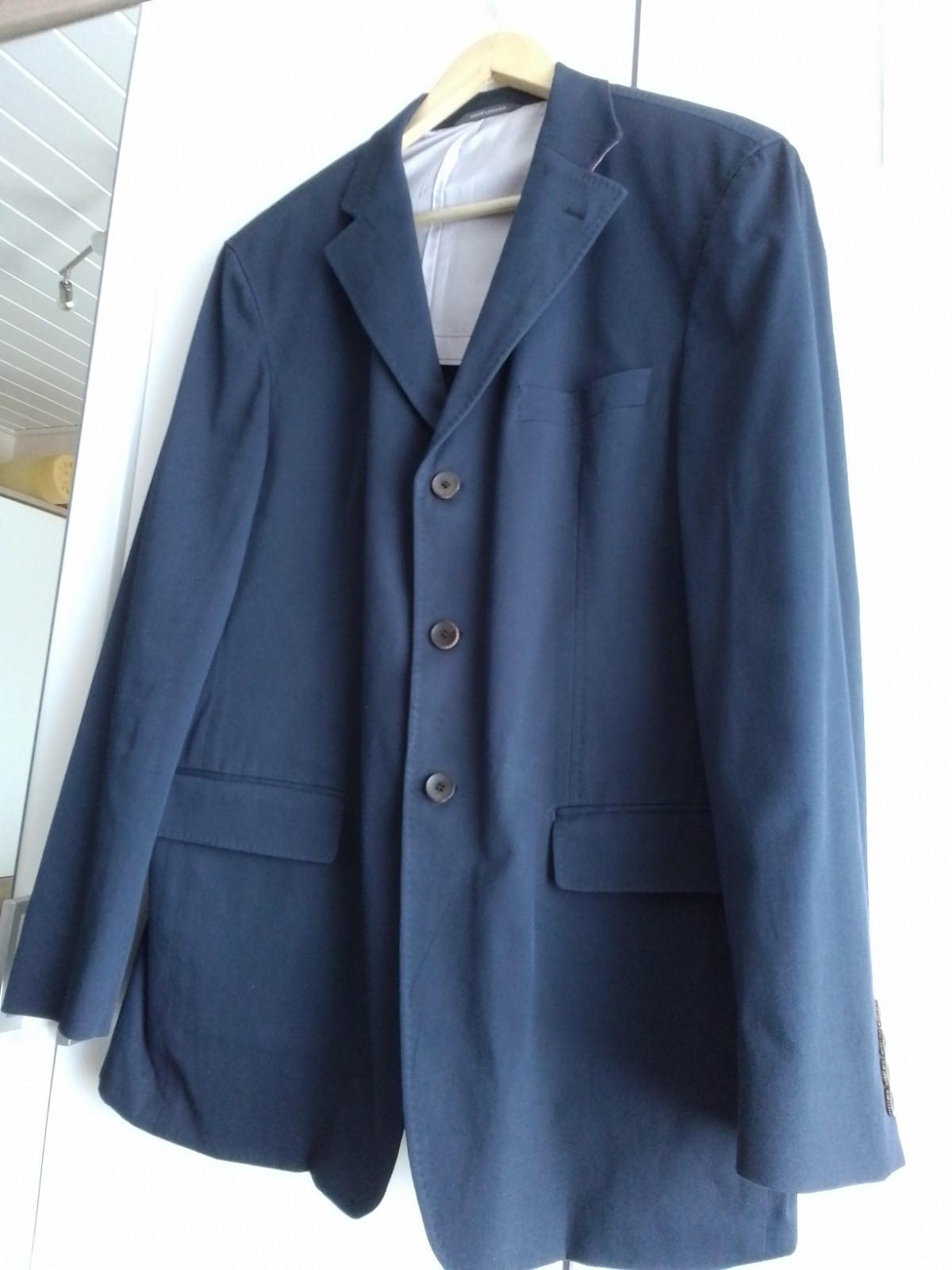Dark blue cotton sport coat (blazer) by Rene Lezard, size 52