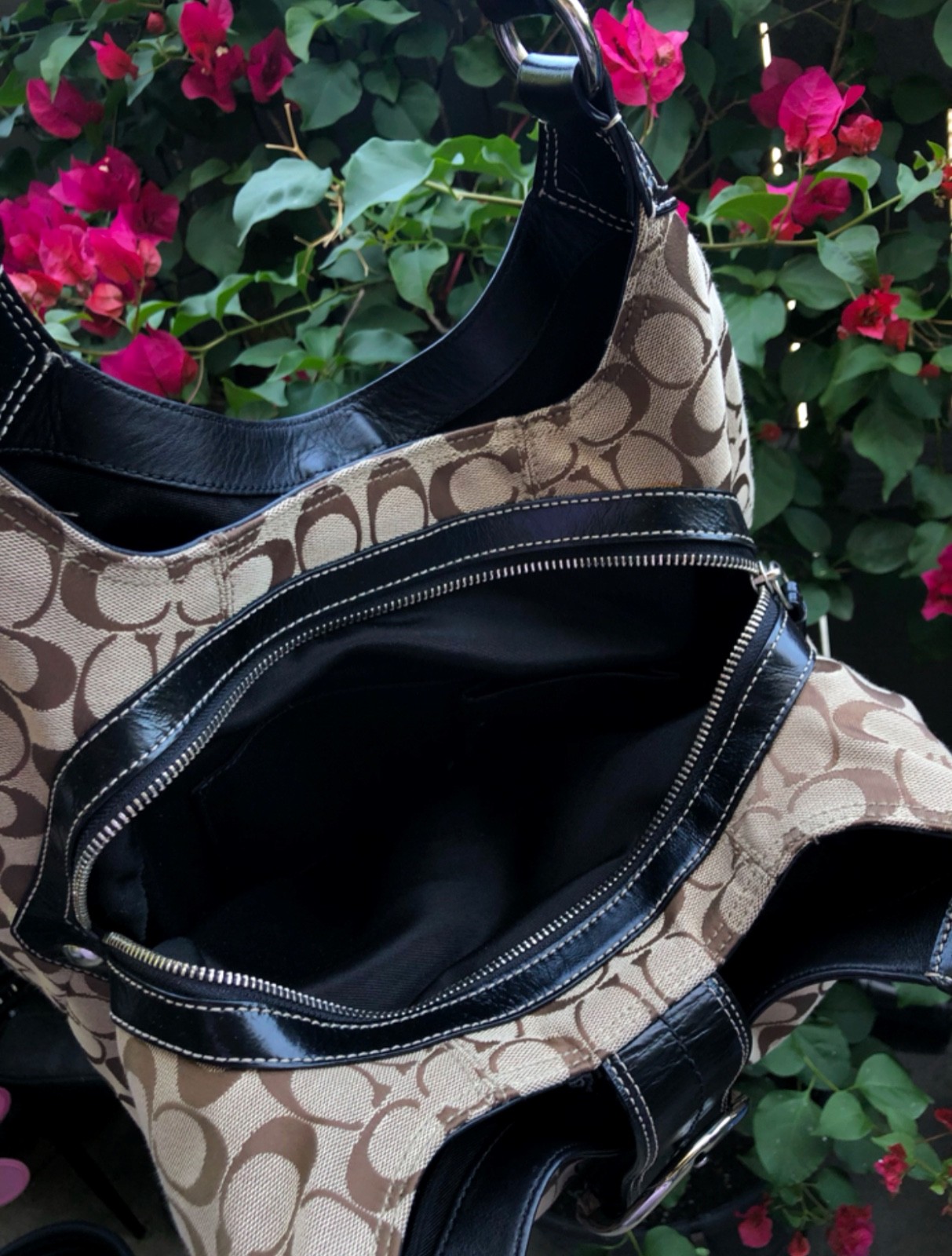 Coach Soho Lynn Large Hobo Shoulder Y2K Bag Brown Canvas F15083