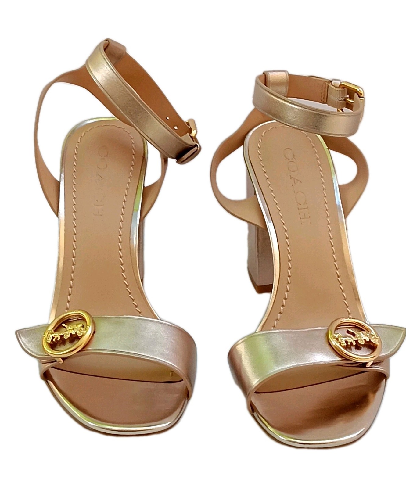 COACH Maddi 85 Wom Ankle Strap 3.5″ Sandal Sz 8B Met Champn FG3485 NEW Other