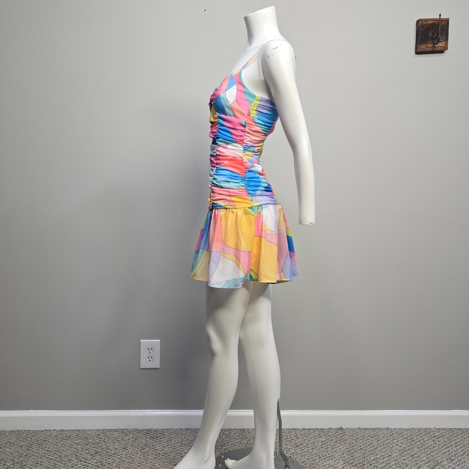 Sincerely Ours Aria Mini Dress XS Multicolor Pastel Festival Summer Whimsical