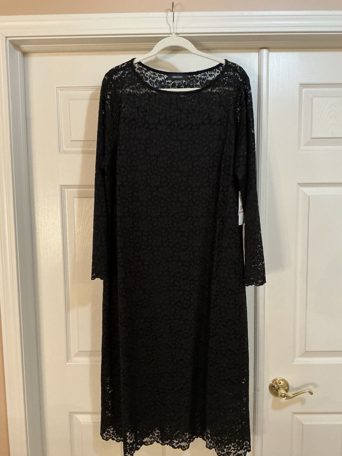NWT New with Tag Karen Kane Black Lace A Line Dress / Lined / long Sleeve 2X
