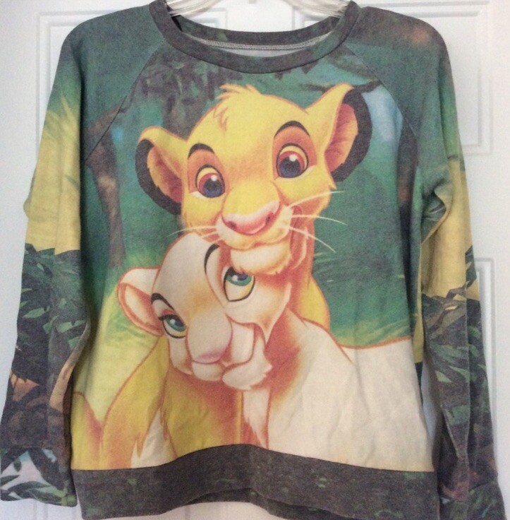 Disney Lion King Simba & Nala Soft Tie Dye Sweatshirt Cozy Top Sz S
