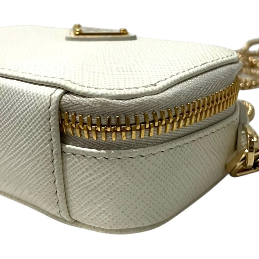 PRADA Bag: Saffiano Triangle 2WAY Shoulder Bag 1NR025 White W11H6D4cm;