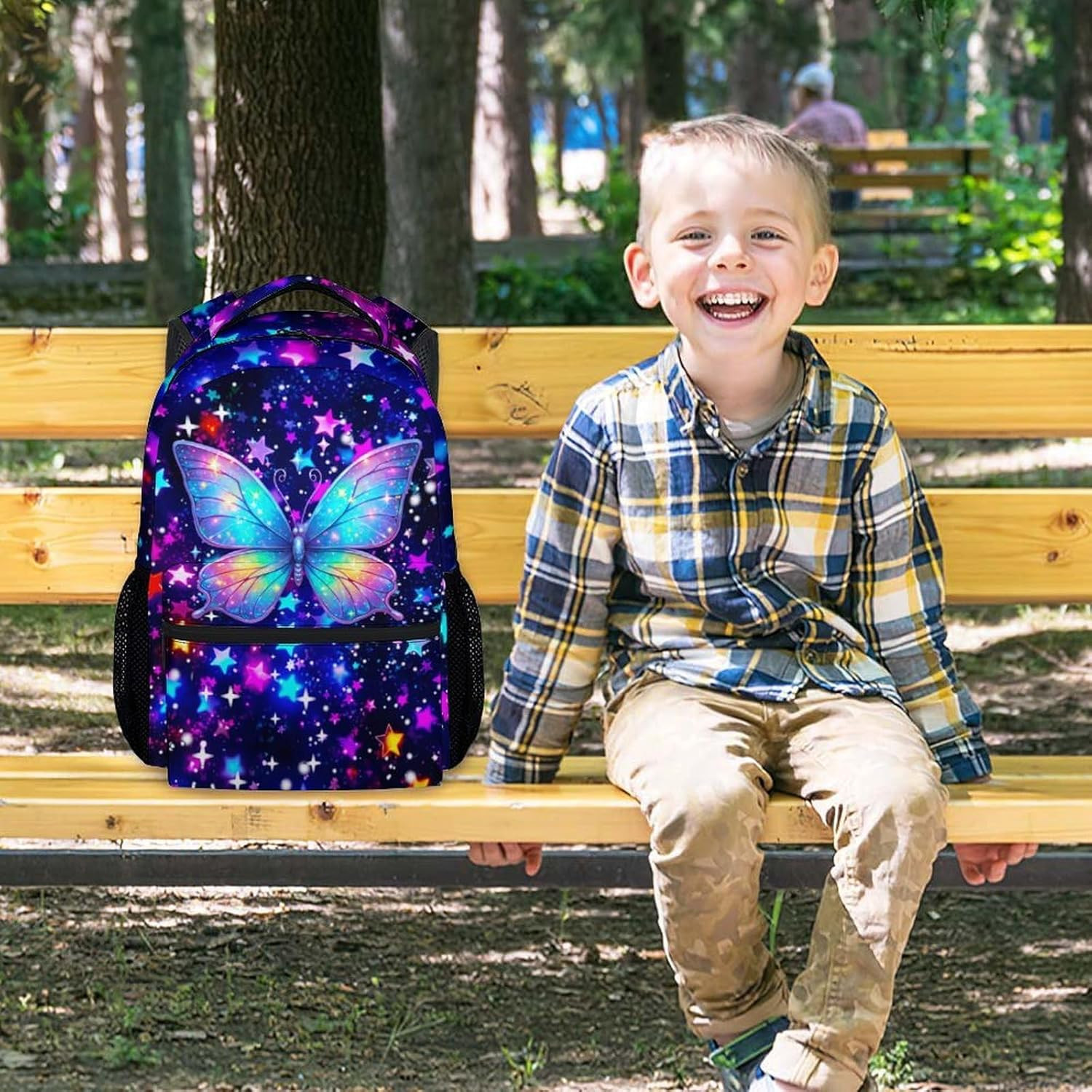 Butterfly Backpack for Girls, 17 Inch Kids School Bag for Elementary, Kindergart