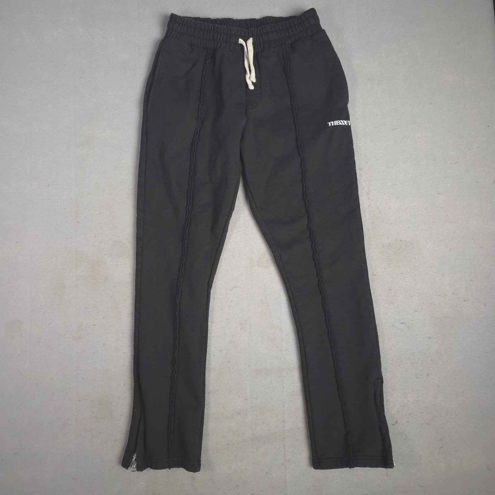 THE COUTURE CLUB Black Track Pants Joggers Zipper Ankle Logo Print Womens EUR S