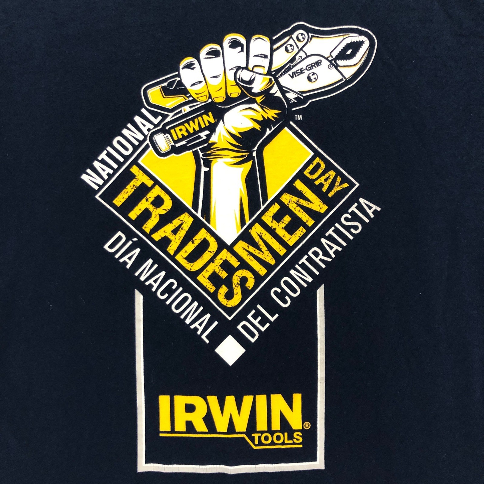 Irwin Tools National Tradesmen Day T-Shirt Black Yellow Graphic Print Mens L