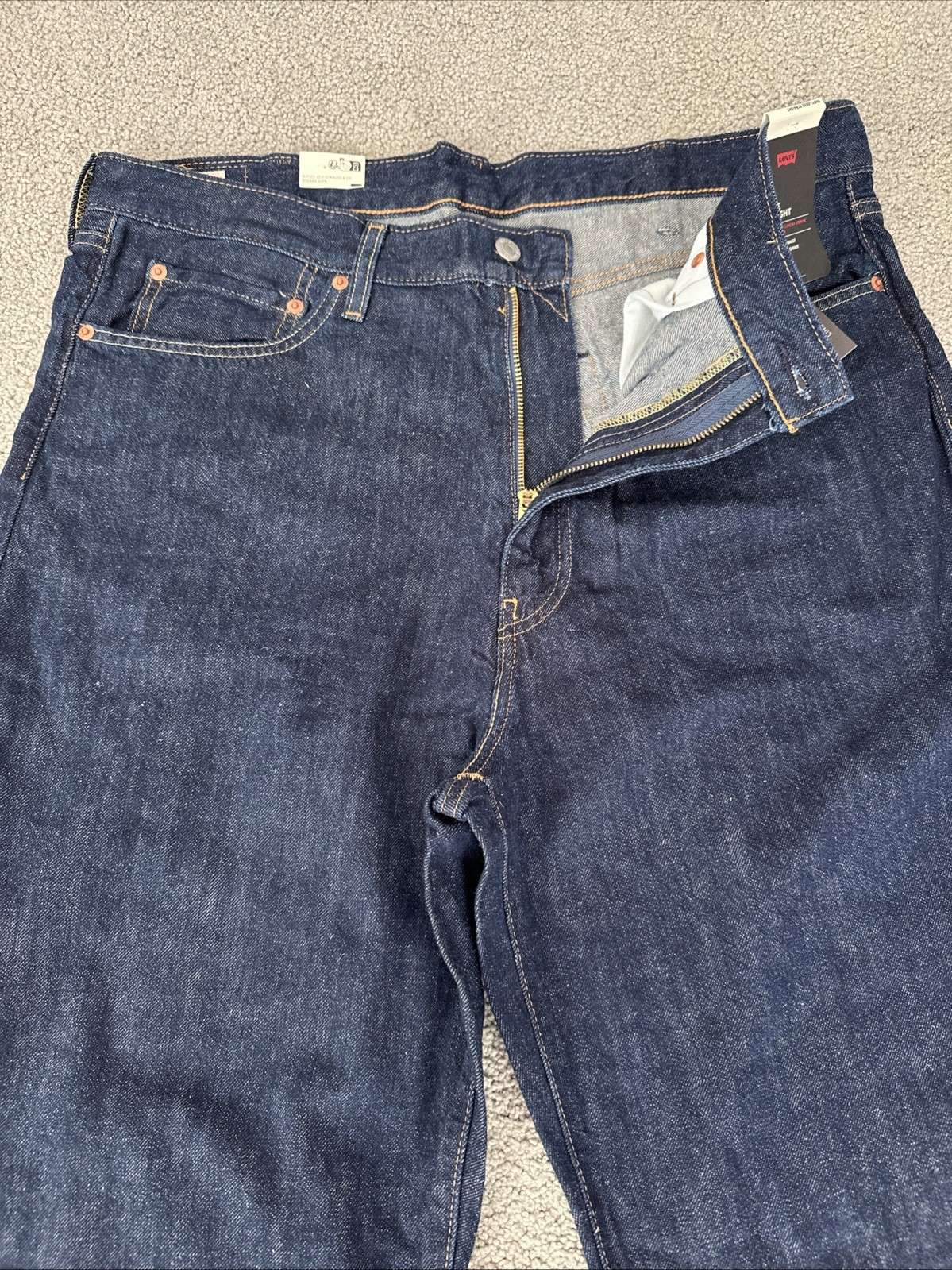 Levis 568 loose straight jeans Dark Blue Cotton Linen Jeans Men’s Sz 38Wx31L