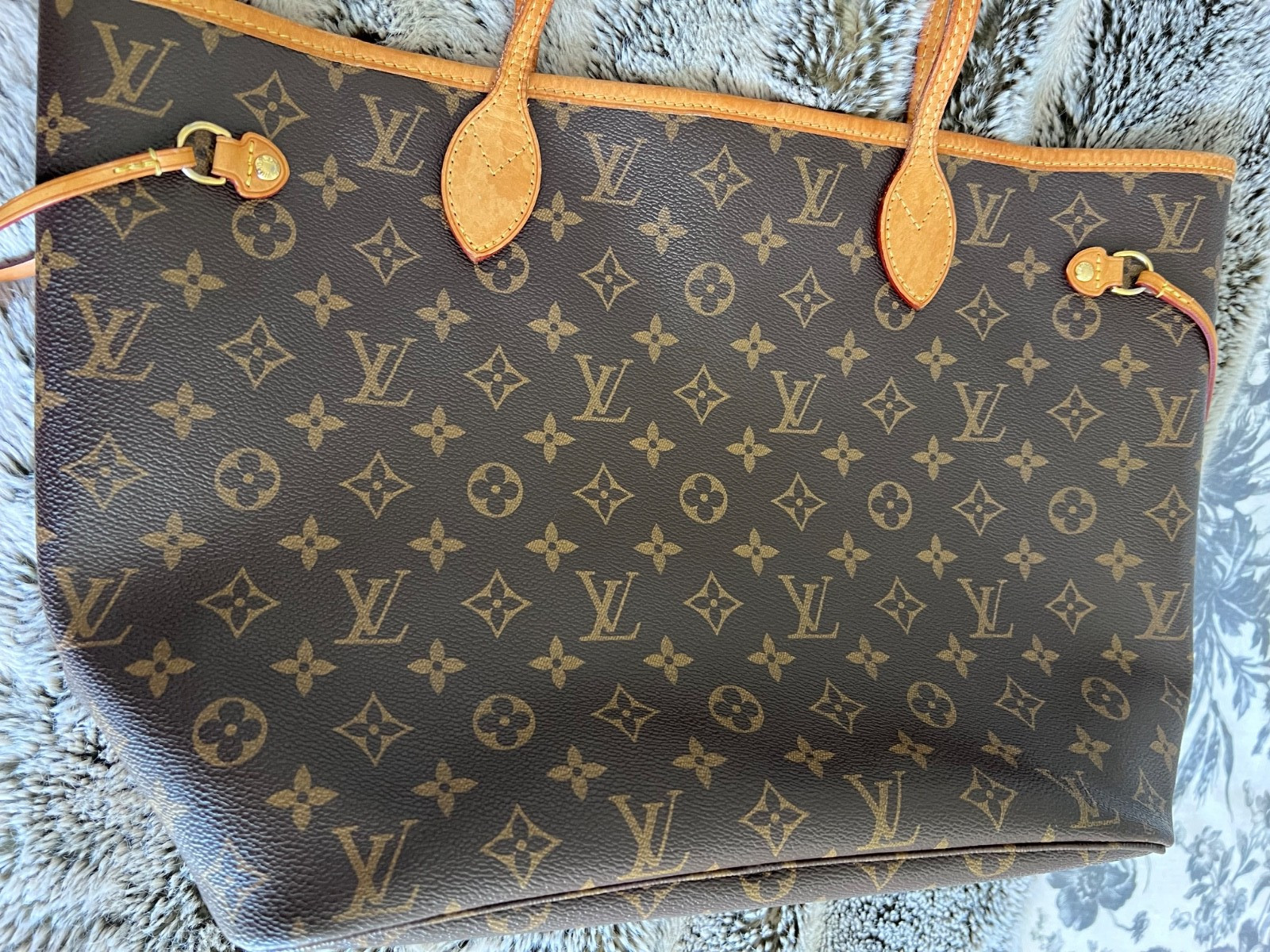 Louis Vuitton Neverfull Tote (M41177) MM Brown/Cerise Red Canvas Monogram