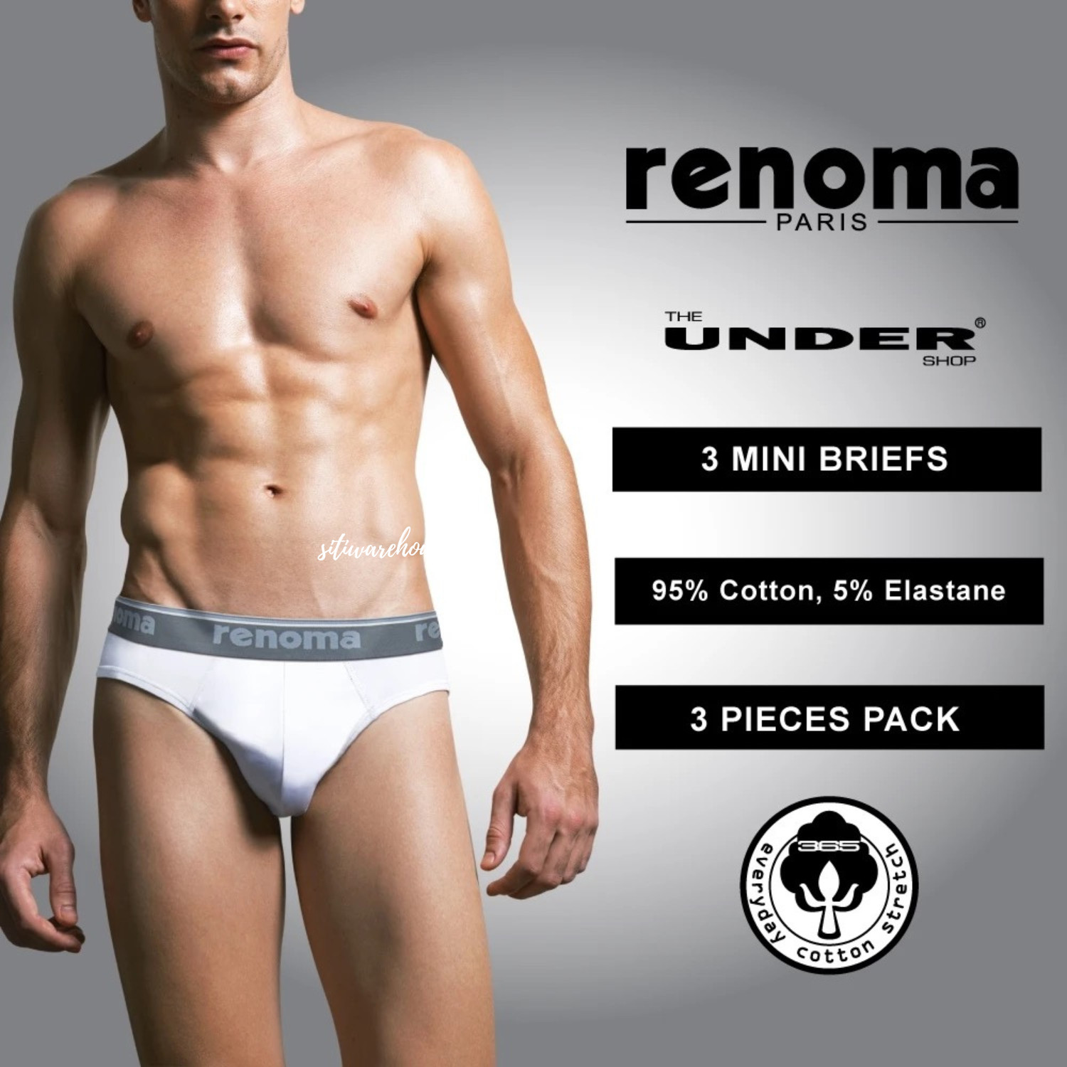 RENOMA Men’s Underwear Cotton Elastane S M L XL 2XL Random Color 3pcs