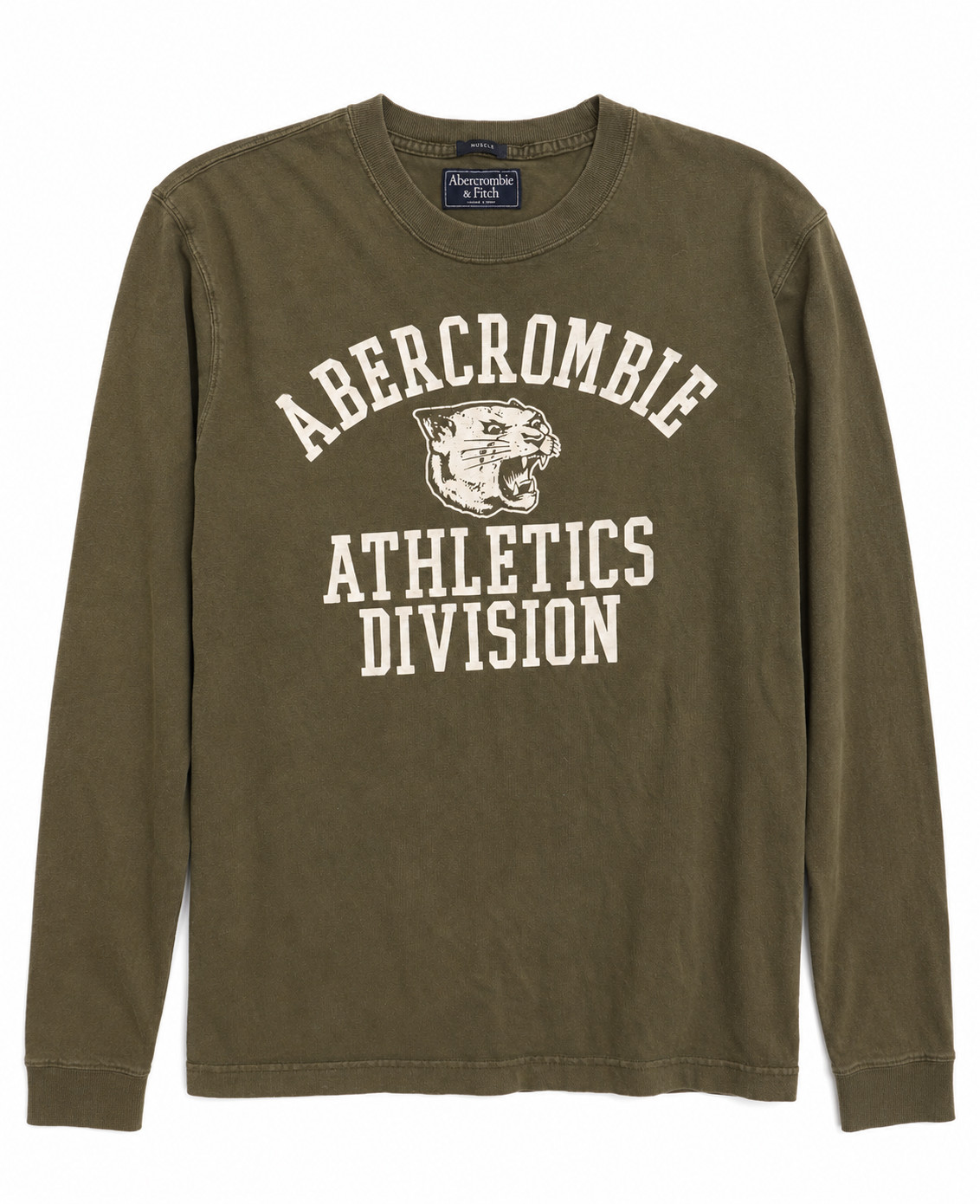 **Vintage Abercrombie Muscle T Long Sleeve Shirt Athletics Division Olive Y2K**