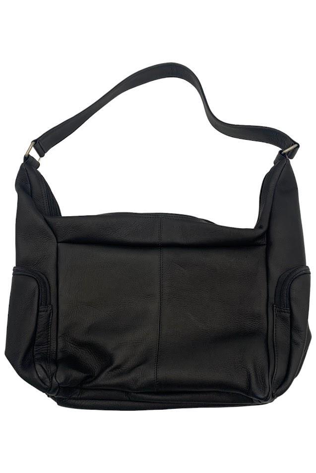 Le Donne Leather Aria Hobo Shoulder Bag Black